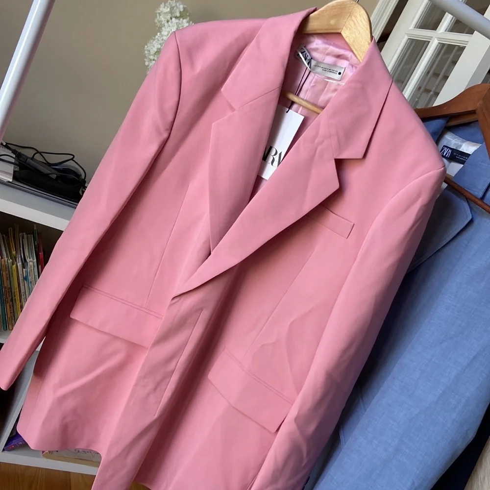 ZARA limited edition oversized double breasted pink blazer blogger favorite - Picture 8 of 14